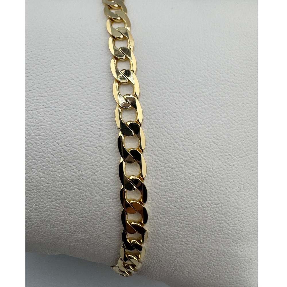 14K Gold Plated Curb Link Chain Bracelet High Polish Lobster Clasp Jewelry New